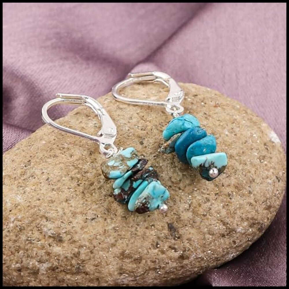 Handmade Boho Dangle Earrings Leverback Hook Hypoallergenic Silver Plated - Picture 5 of 7